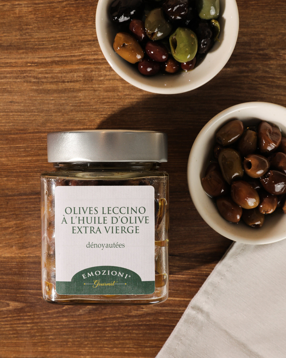 Olives leccino dénoyautées à l'huile d'olive extra vierge - 280 g - Emozioni Gourmet