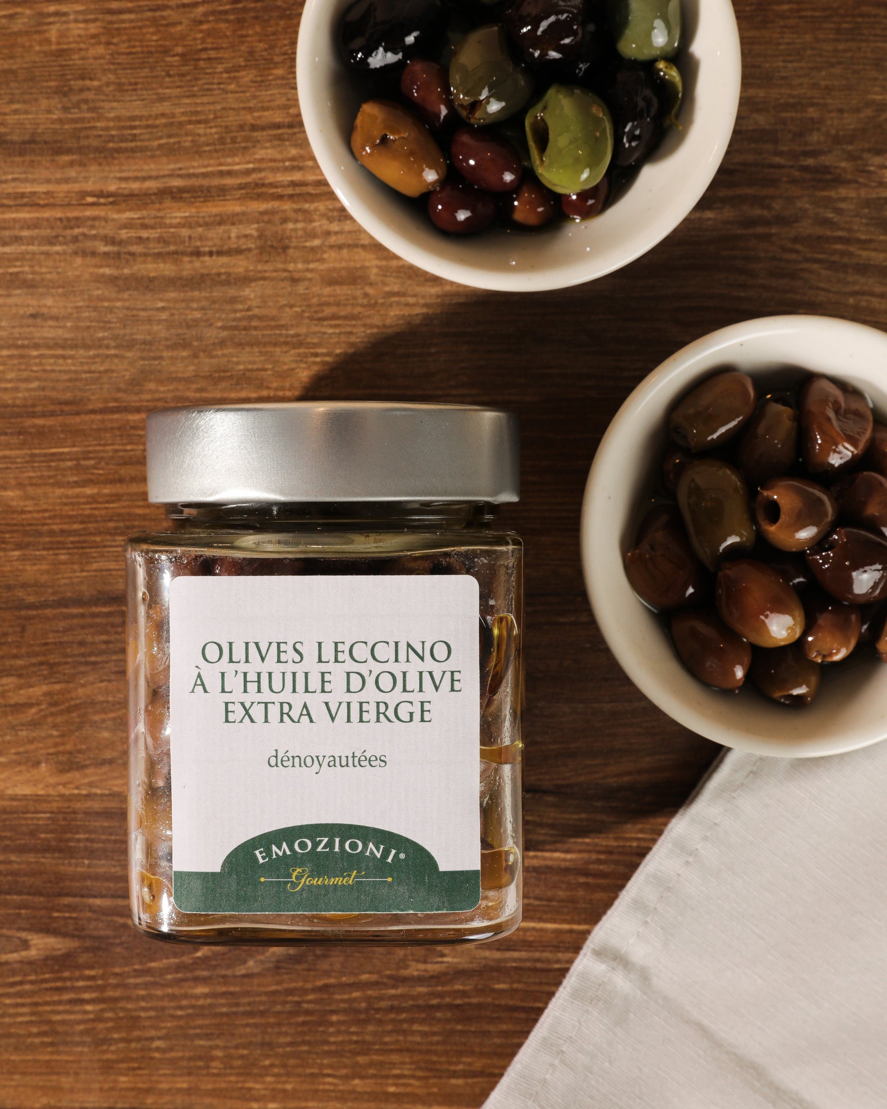 Olives leccino dénoyautées à l'huile d'olive extra vierge - 280 g - Emozioni Gourmet