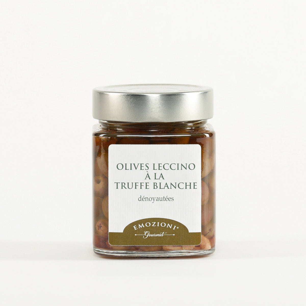 Olives leccino dénoyautées à la truffe blanche 1% - 280 g - Emozioni Gourmet